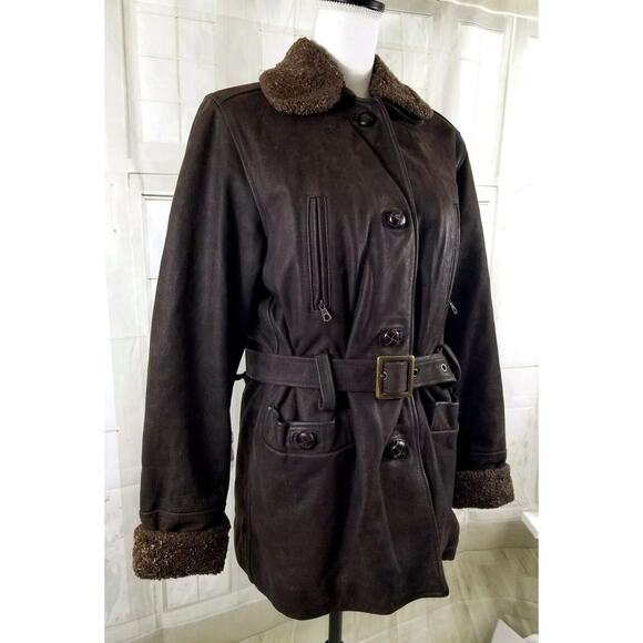 Vintage MITICI ANNI Italy Women’s Size S Flying Jacket Brown Thick Leather - Picture 3 of 12